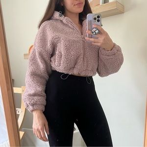 NWOT Urban outfitters cropped hooded Sherpa puffer jacket